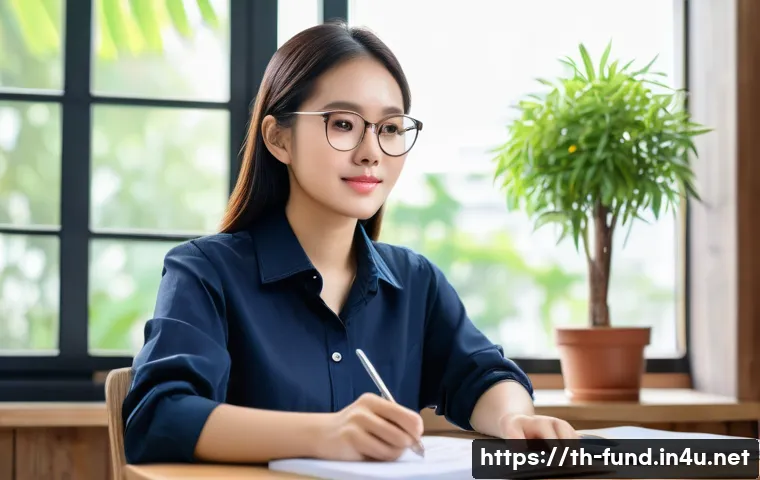 펀드투자상담사 관련 학습 어플 활용법 - **Prompt:** A young Thai female student in her early twenties, dressed in smart casual attire (like ...