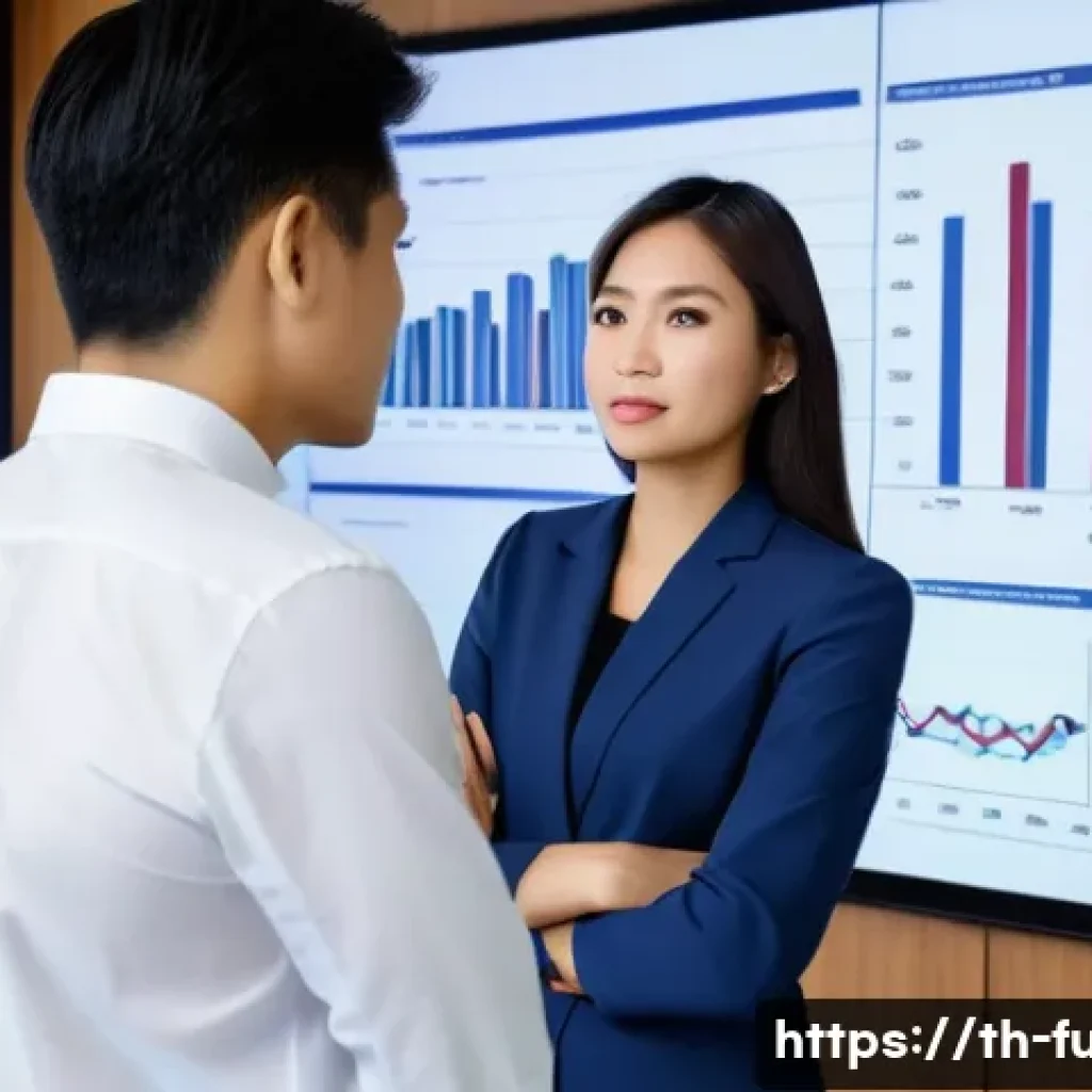 펀드투자상담사와 금융 시장 통찰력 - **Prompt:** A diverse Thai couple, dressed in smart casual attire, looks with a mix of concern and h...
